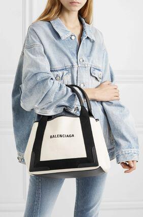 新作★Balenciaga★NAVY ロゴ SMALL CABAS トートバッグ (S)